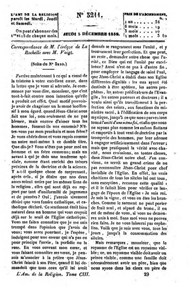 L'ami de la religion journal et revue ecclesiastique, politique et litteraire