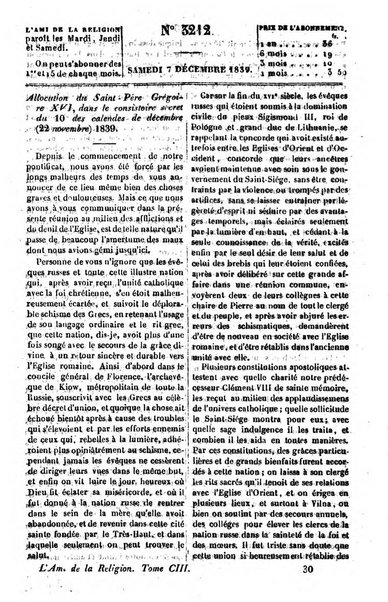 L'ami de la religion journal et revue ecclesiastique, politique et litteraire