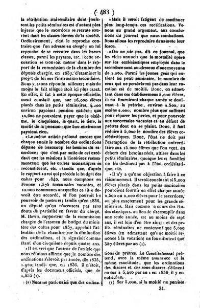 L'ami de la religion journal et revue ecclesiastique, politique et litteraire