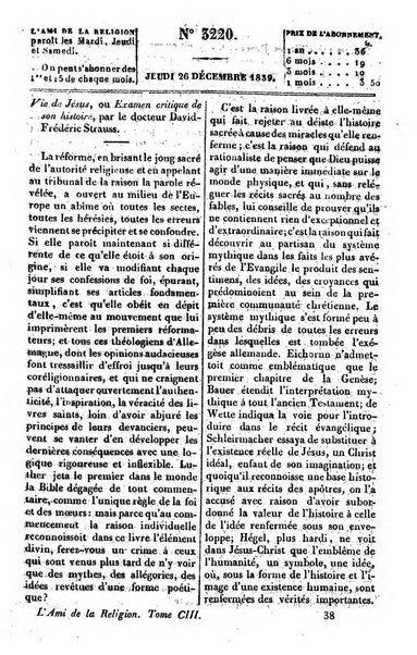 L'ami de la religion journal et revue ecclesiastique, politique et litteraire