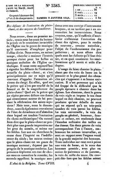 L'ami de la religion journal et revue ecclesiastique, politique et litteraire