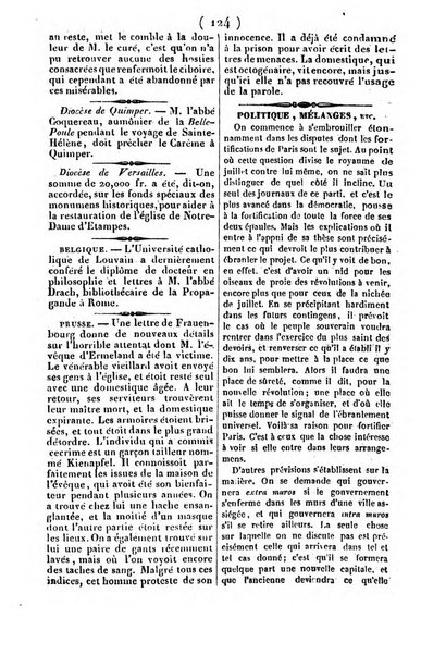 L'ami de la religion journal et revue ecclesiastique, politique et litteraire