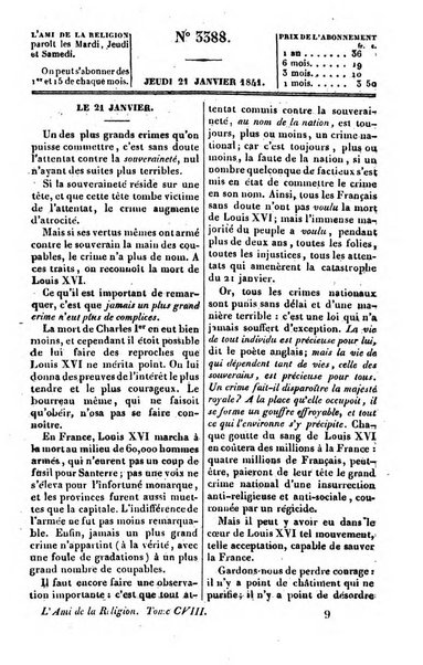 L'ami de la religion journal et revue ecclesiastique, politique et litteraire