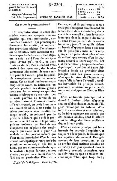 L'ami de la religion journal et revue ecclesiastique, politique et litteraire