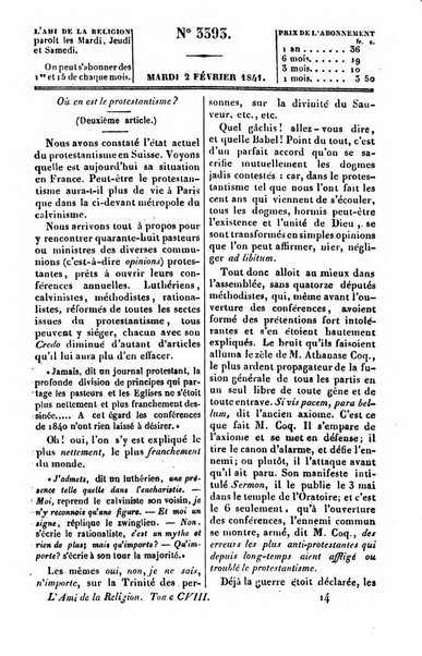 L'ami de la religion journal et revue ecclesiastique, politique et litteraire