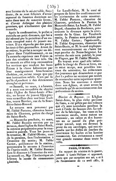 L'ami de la religion journal et revue ecclesiastique, politique et litteraire