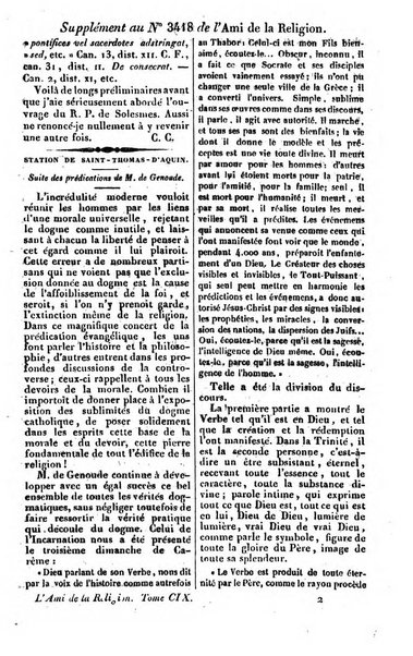 L'ami de la religion journal et revue ecclesiastique, politique et litteraire