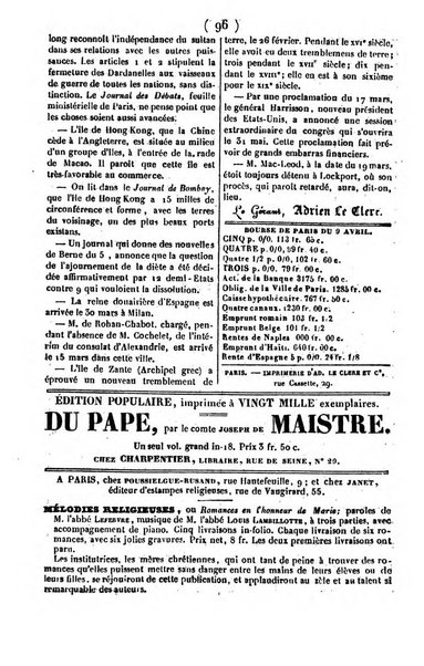 L'ami de la religion journal et revue ecclesiastique, politique et litteraire