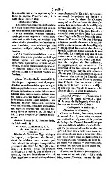 L'ami de la religion journal et revue ecclesiastique, politique et litteraire