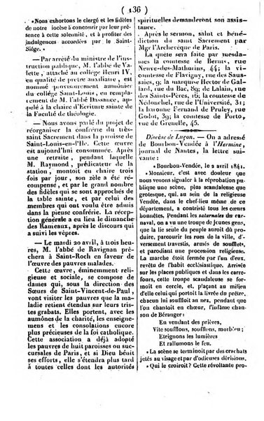 L'ami de la religion journal et revue ecclesiastique, politique et litteraire