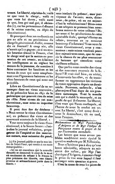 L'ami de la religion journal et revue ecclesiastique, politique et litteraire