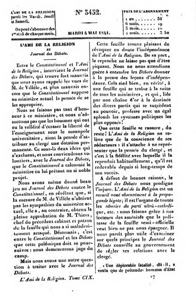 L'ami de la religion journal et revue ecclesiastique, politique et litteraire