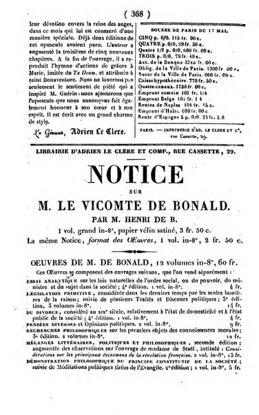 L'ami de la religion journal et revue ecclesiastique, politique et litteraire