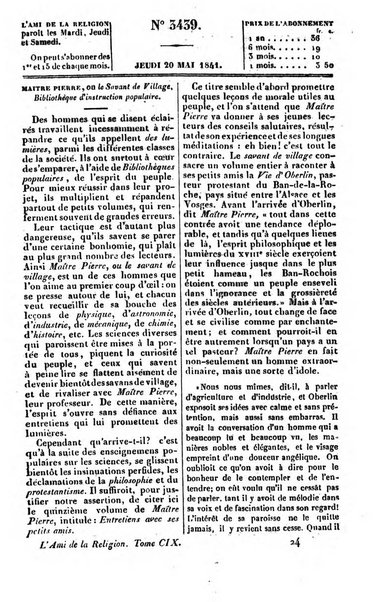 L'ami de la religion journal et revue ecclesiastique, politique et litteraire