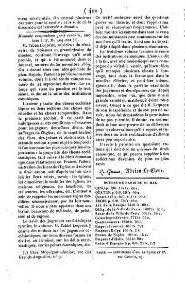 L'ami de la religion journal et revue ecclesiastique, politique et litteraire