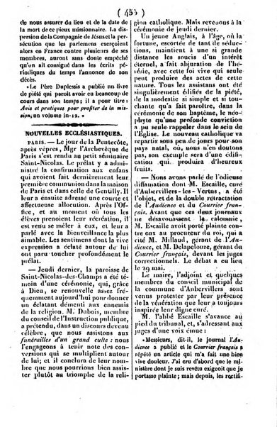 L'ami de la religion journal et revue ecclesiastique, politique et litteraire