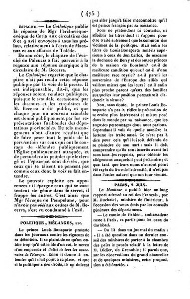 L'ami de la religion journal et revue ecclesiastique, politique et litteraire