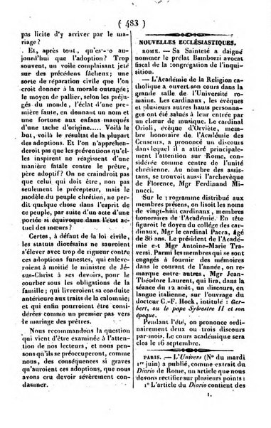 L'ami de la religion journal et revue ecclesiastique, politique et litteraire