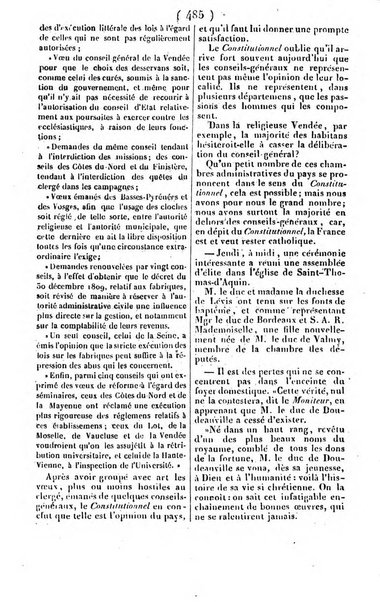 L'ami de la religion journal et revue ecclesiastique, politique et litteraire