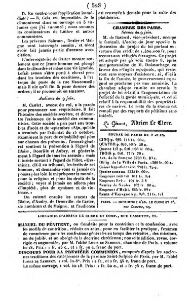 L'ami de la religion journal et revue ecclesiastique, politique et litteraire