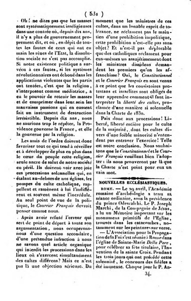 L'ami de la religion journal et revue ecclesiastique, politique et litteraire