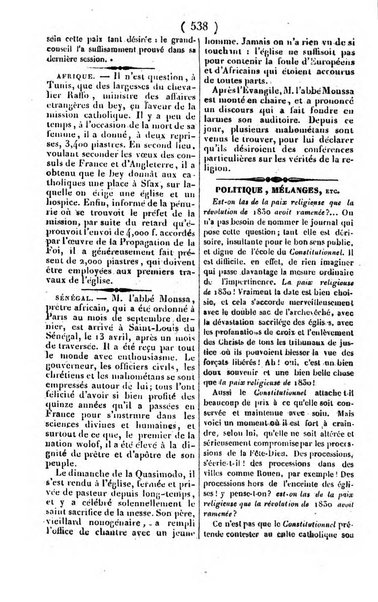 L'ami de la religion journal et revue ecclesiastique, politique et litteraire