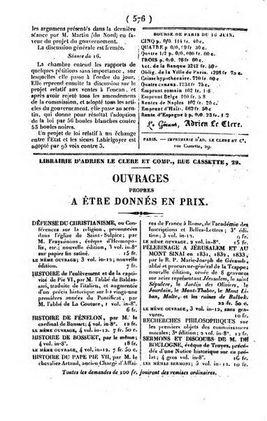 L'ami de la religion journal et revue ecclesiastique, politique et litteraire