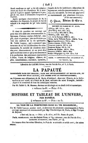 L'ami de la religion journal et revue ecclesiastique, politique et litteraire