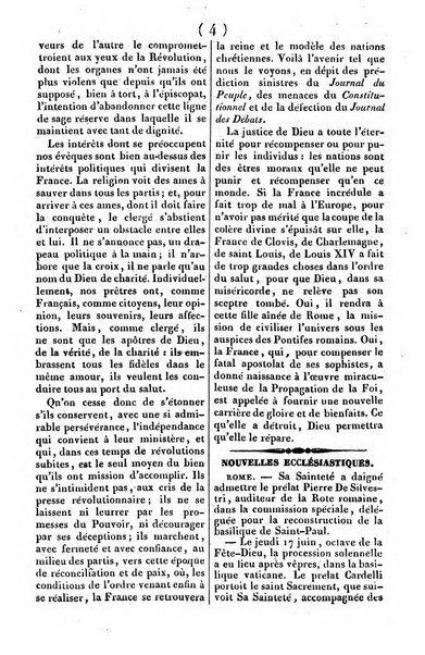 L'ami de la religion journal et revue ecclesiastique, politique et litteraire