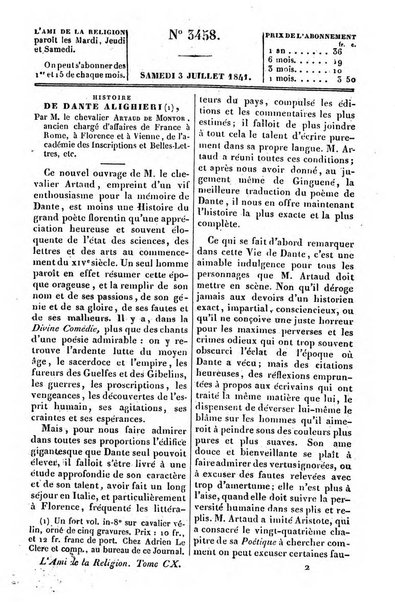 L'ami de la religion journal et revue ecclesiastique, politique et litteraire