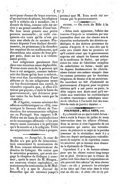 L'ami de la religion journal et revue ecclesiastique, politique et litteraire