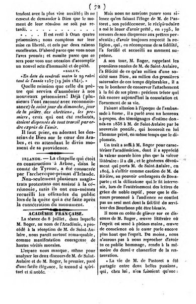 L'ami de la religion journal et revue ecclesiastique, politique et litteraire