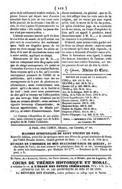 L'ami de la religion journal et revue ecclesiastique, politique et litteraire