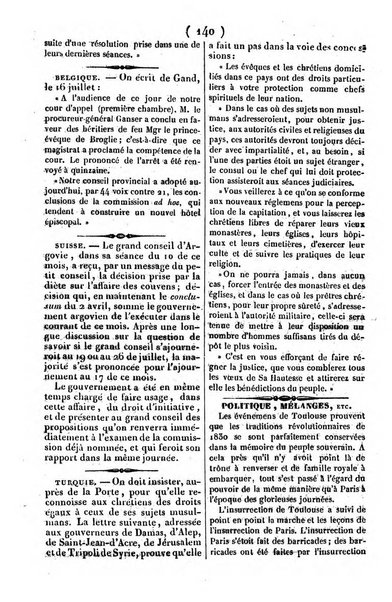 L'ami de la religion journal et revue ecclesiastique, politique et litteraire