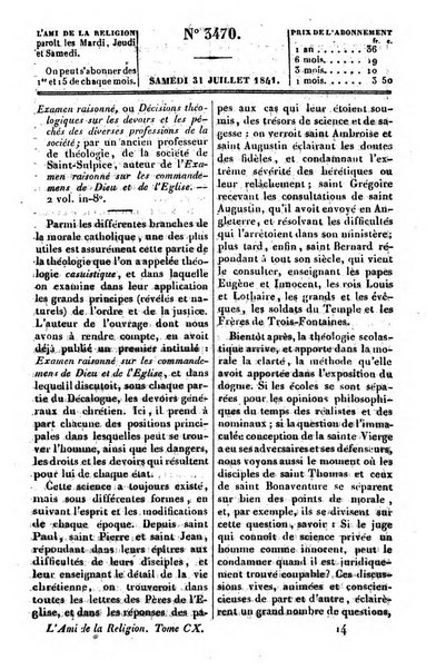 L'ami de la religion journal et revue ecclesiastique, politique et litteraire