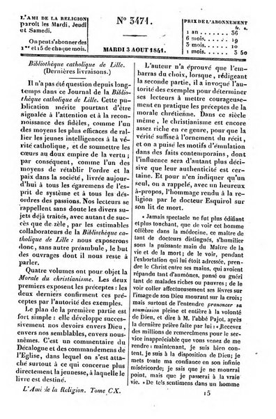 L'ami de la religion journal et revue ecclesiastique, politique et litteraire