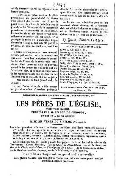 L'ami de la religion journal et revue ecclesiastique, politique et litteraire