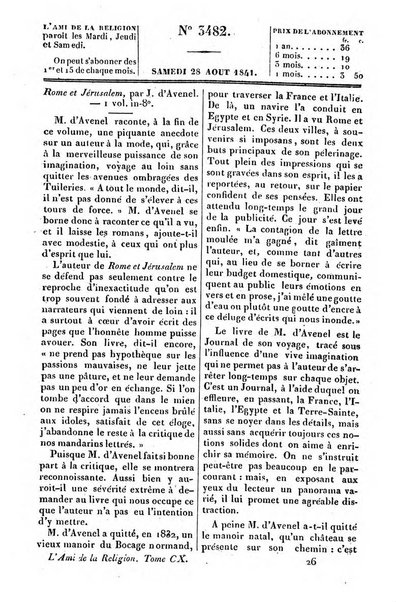 L'ami de la religion journal et revue ecclesiastique, politique et litteraire