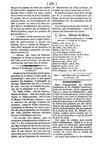 L'ami de la religion journal et revue ecclesiastique, politique et litteraire