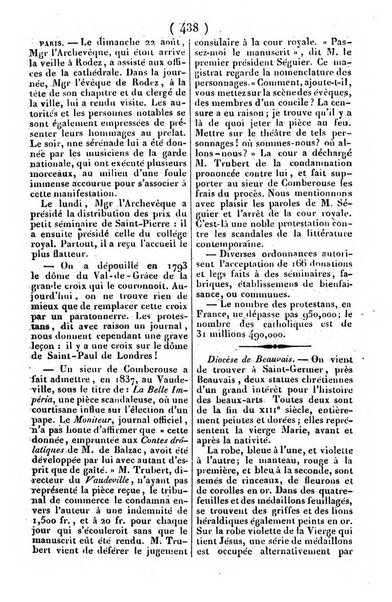 L'ami de la religion journal et revue ecclesiastique, politique et litteraire