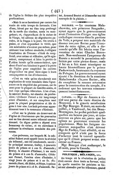 L'ami de la religion journal et revue ecclesiastique, politique et litteraire