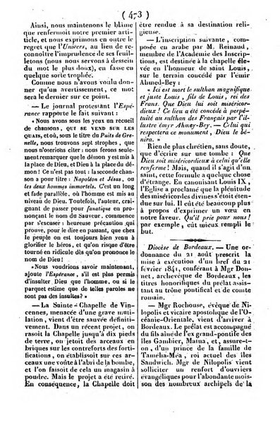 L'ami de la religion journal et revue ecclesiastique, politique et litteraire