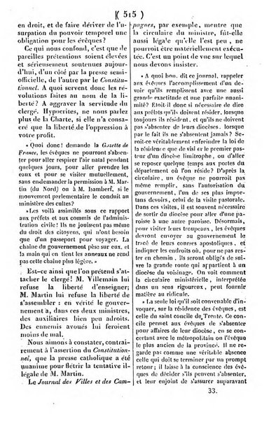 L'ami de la religion journal et revue ecclesiastique, politique et litteraire