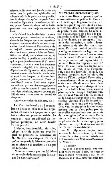 L'ami de la religion journal et revue ecclesiastique, politique et litteraire