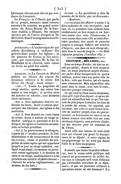 L'ami de la religion journal et revue ecclesiastique, politique et litteraire