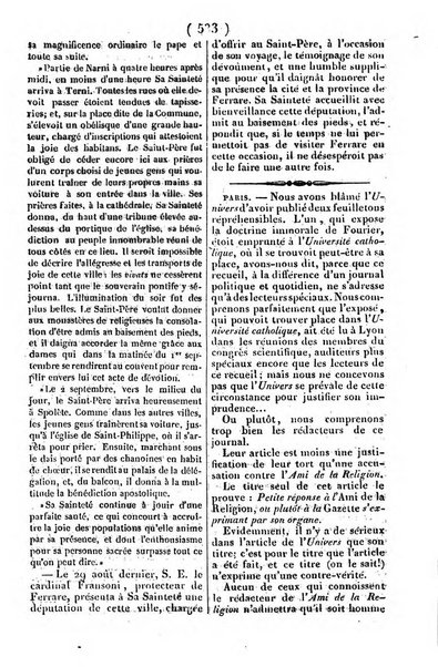 L'ami de la religion journal et revue ecclesiastique, politique et litteraire