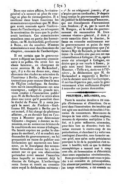 L'ami de la religion journal et revue ecclesiastique, politique et litteraire