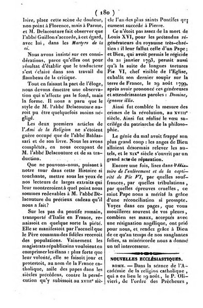 L'ami de la religion journal et revue ecclesiastique, politique et litteraire