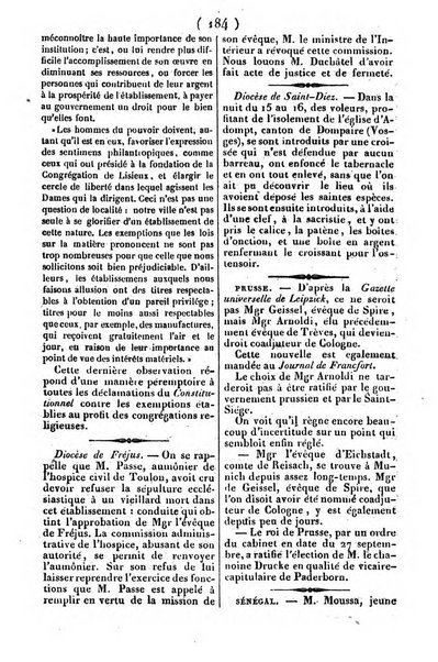 L'ami de la religion journal et revue ecclesiastique, politique et litteraire