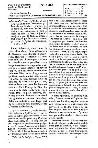 L'ami de la religion journal et revue ecclesiastique, politique et litteraire